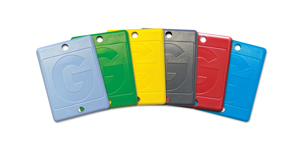 different colors of GUARDIAN RFID hard tags
