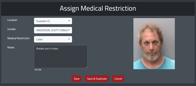 medication restriction inmate