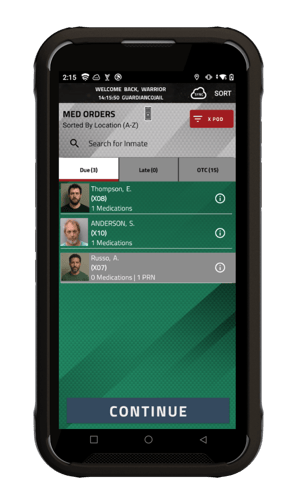 due med orders on mobile inmate tracking device