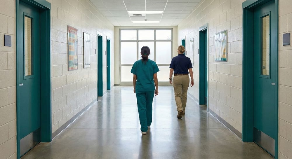 juvenile walking down hall